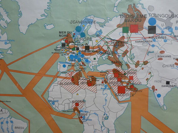 Carte scolaire vintage MDI Agriculture et pêche dans le monde
