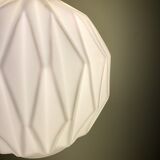Vintage origami globe pendant lamp in white opaline