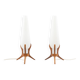 Pair of Orrefors desk lamps in teak and glass, Sweden 1960.