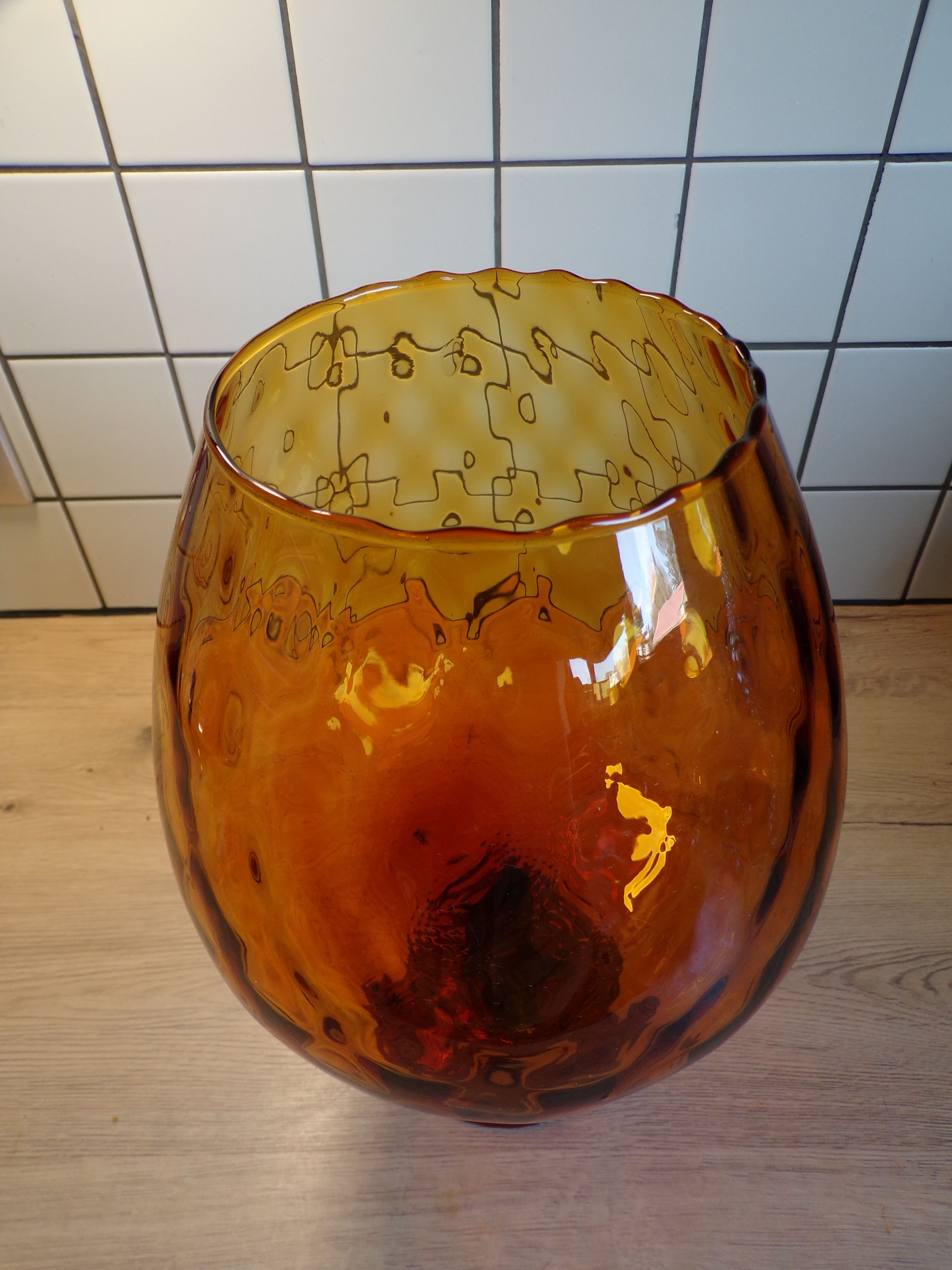 Vase in amber Empoli glass