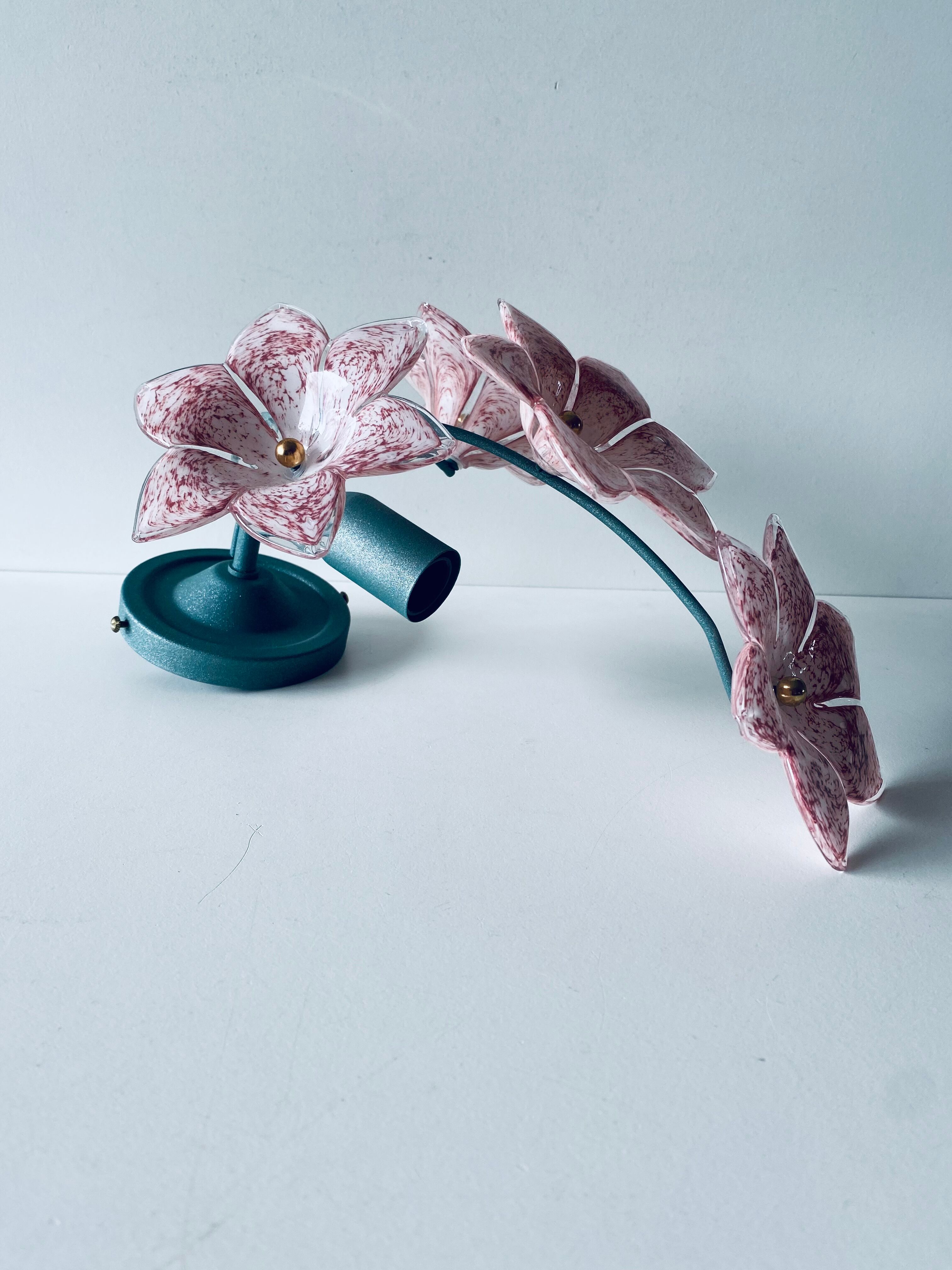 Murano glass flower wall lamp