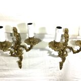 Paire d’appliques bronze 2 lumières style Louis XV