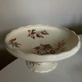 Compotier with gadroons in faience of Clairfontaine 1890 with flowers
