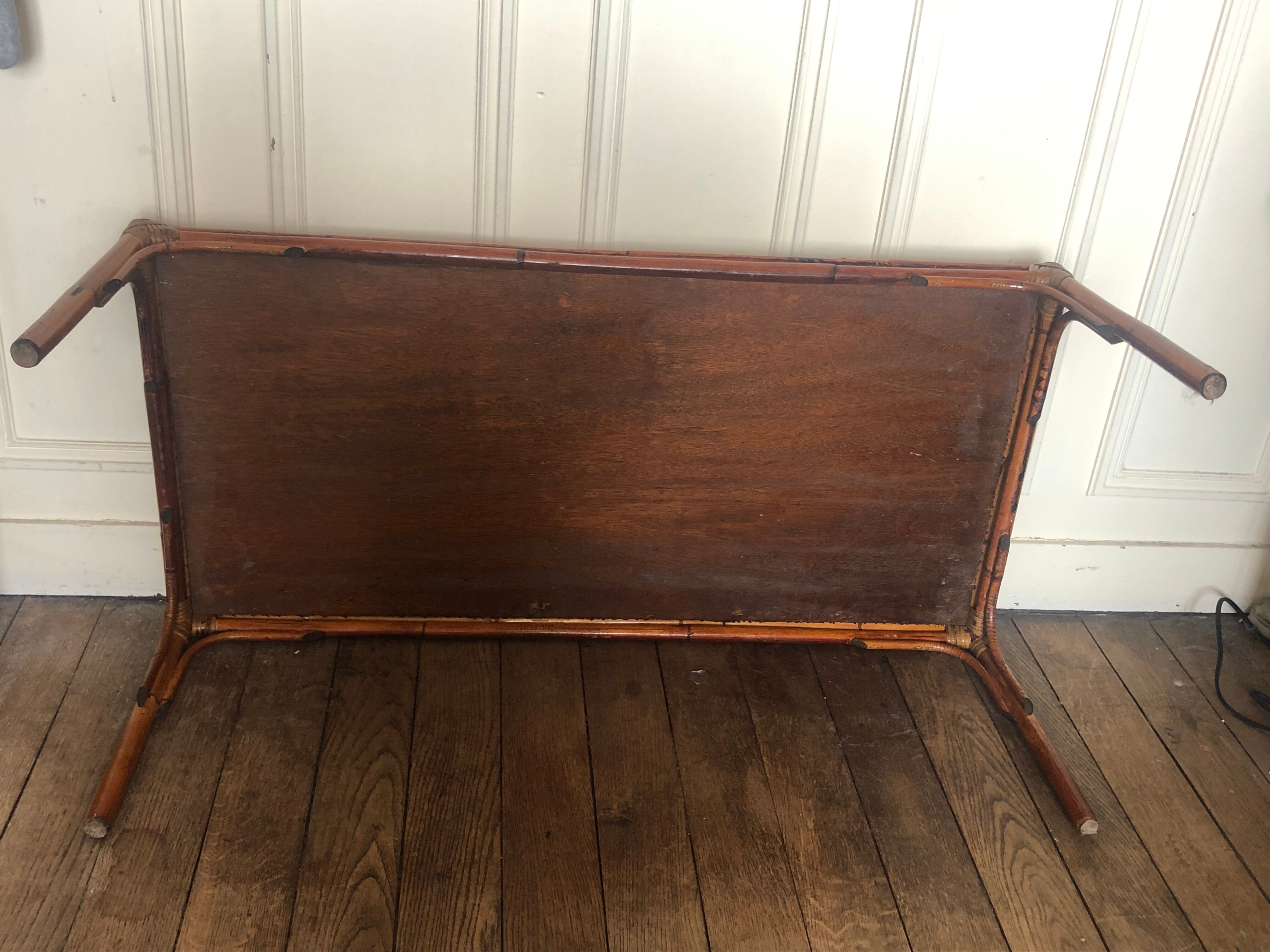 Table low rectangular rattan and caning