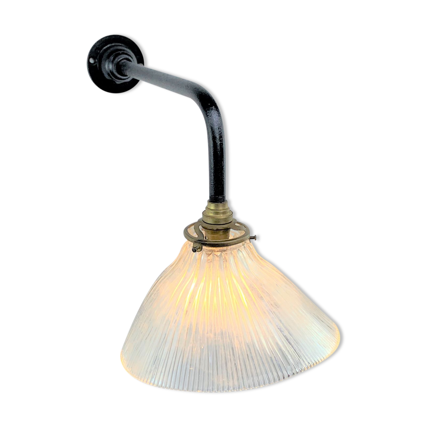 Applique col de cygne droit 1930 avec Holophane Verre
