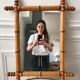 Barber mirror blond wood style bamboo 50s