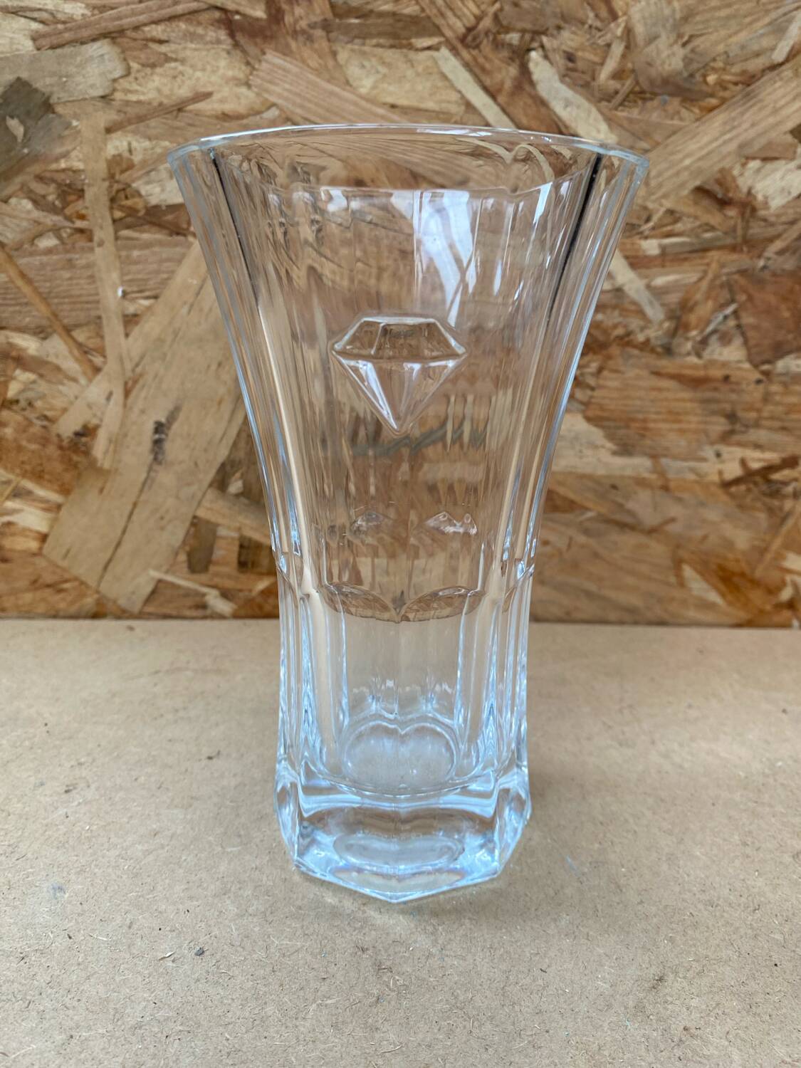 Antique Crystal D'Arques Vase With Diamond Made In France Vintage