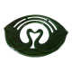 Enamelled cast iron trivet with sign decoration.