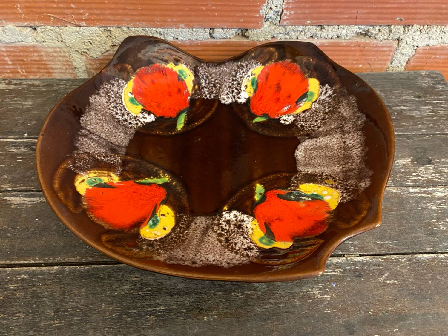 Old Plate VERCOR Polychrome Art Ceramic 1960s Vintage #D857