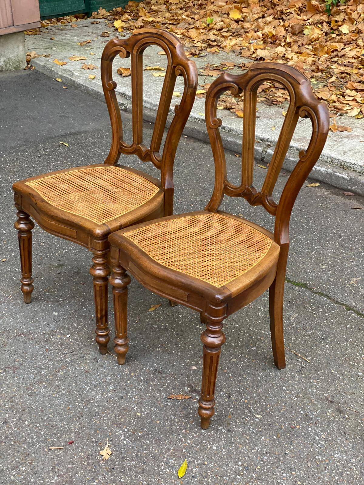 2 Louis Philippe chairs in solid carved wood and caning from the 19th century