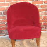 Red velvet toad armchair