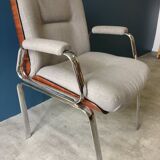 Chrome and wood armchair from the 70s