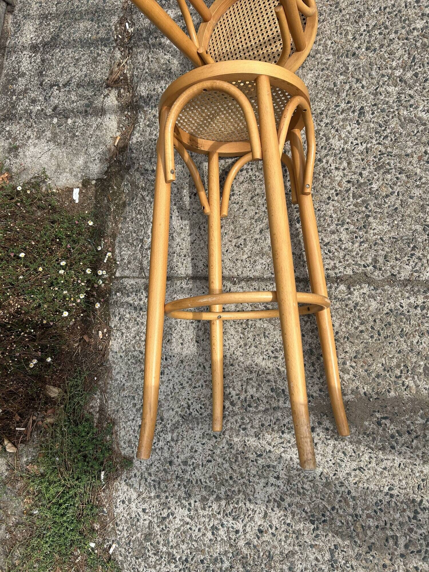 Set of 2 vintage rattan bar stools