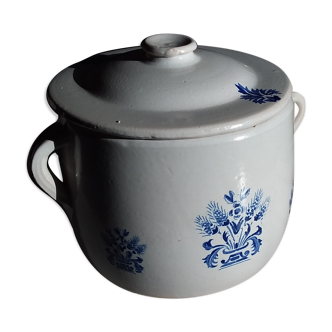 Vintage white and blue ceramic soup tureen