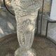 Set of two large, vintage, clear, molded glass vases on feet