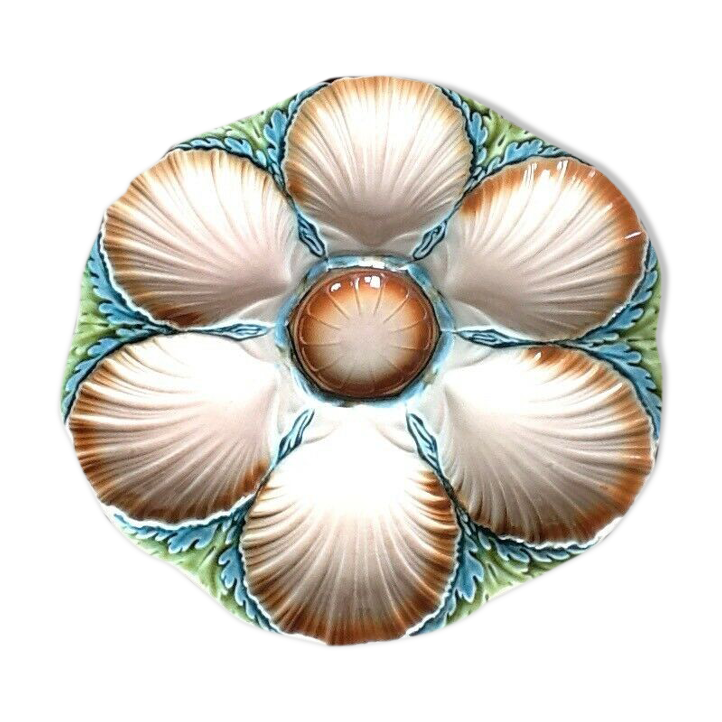 Oyster plate in barbotine Sarreguemines DV