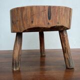 Brutalist tripod coffee table in solid wood.