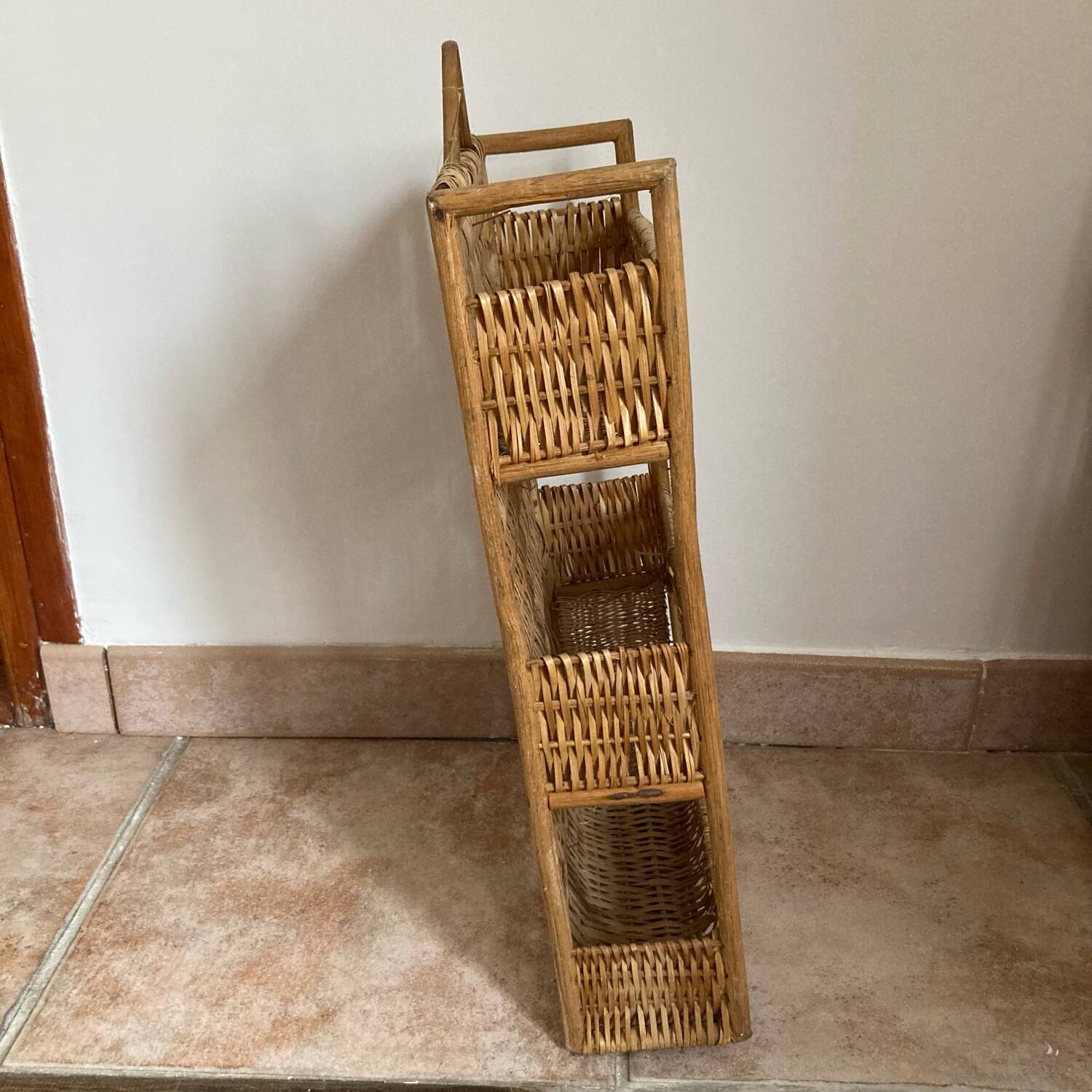 Vintage wicker wall shelf