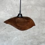 Small pendant light in corrugated teak leaf (Small D:30 H:20)