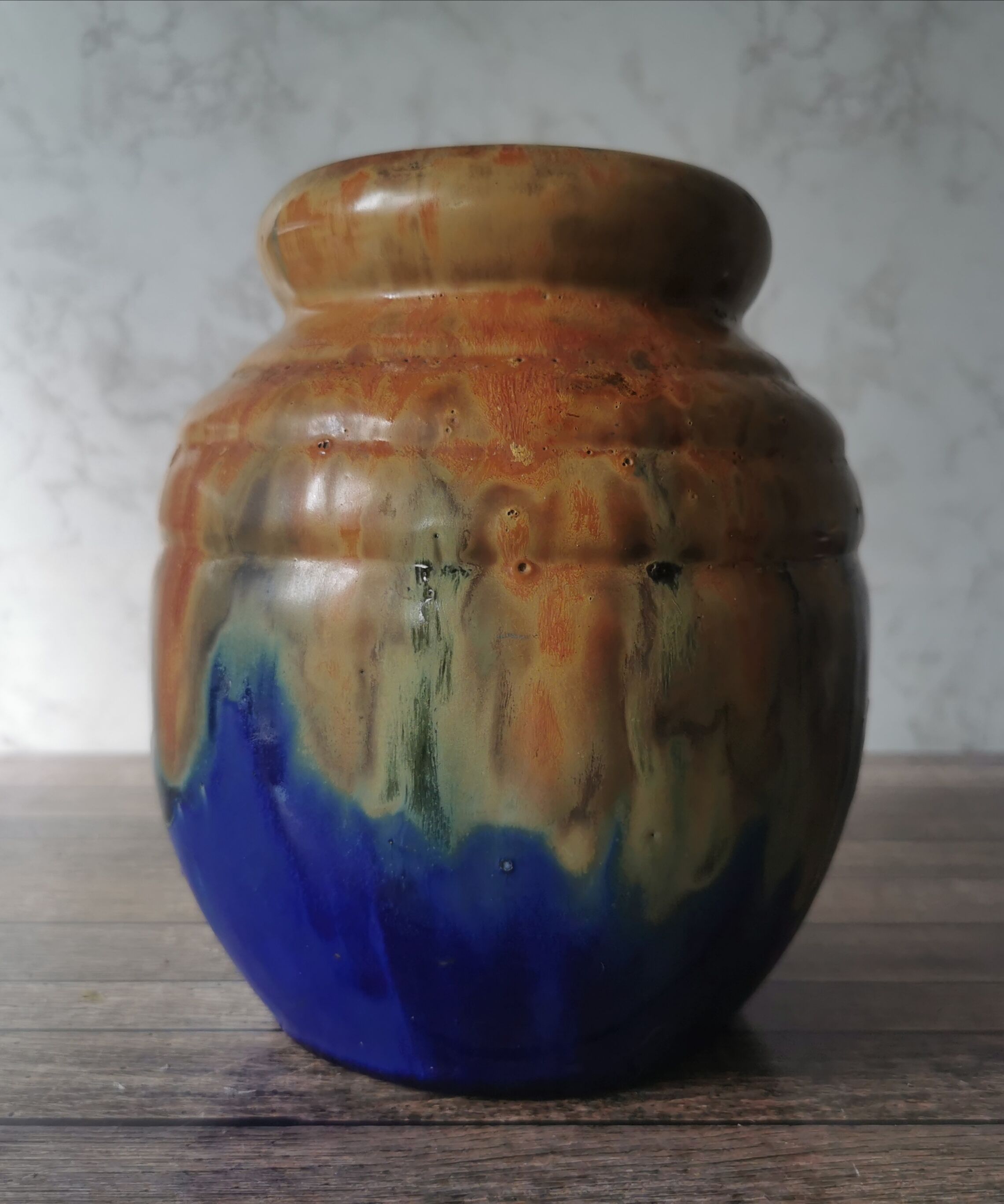 Enamelled sandstone vase G. Metenier