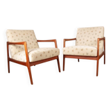 Pair of Scandinavian armchairs in teak and new fabric, 1960.
