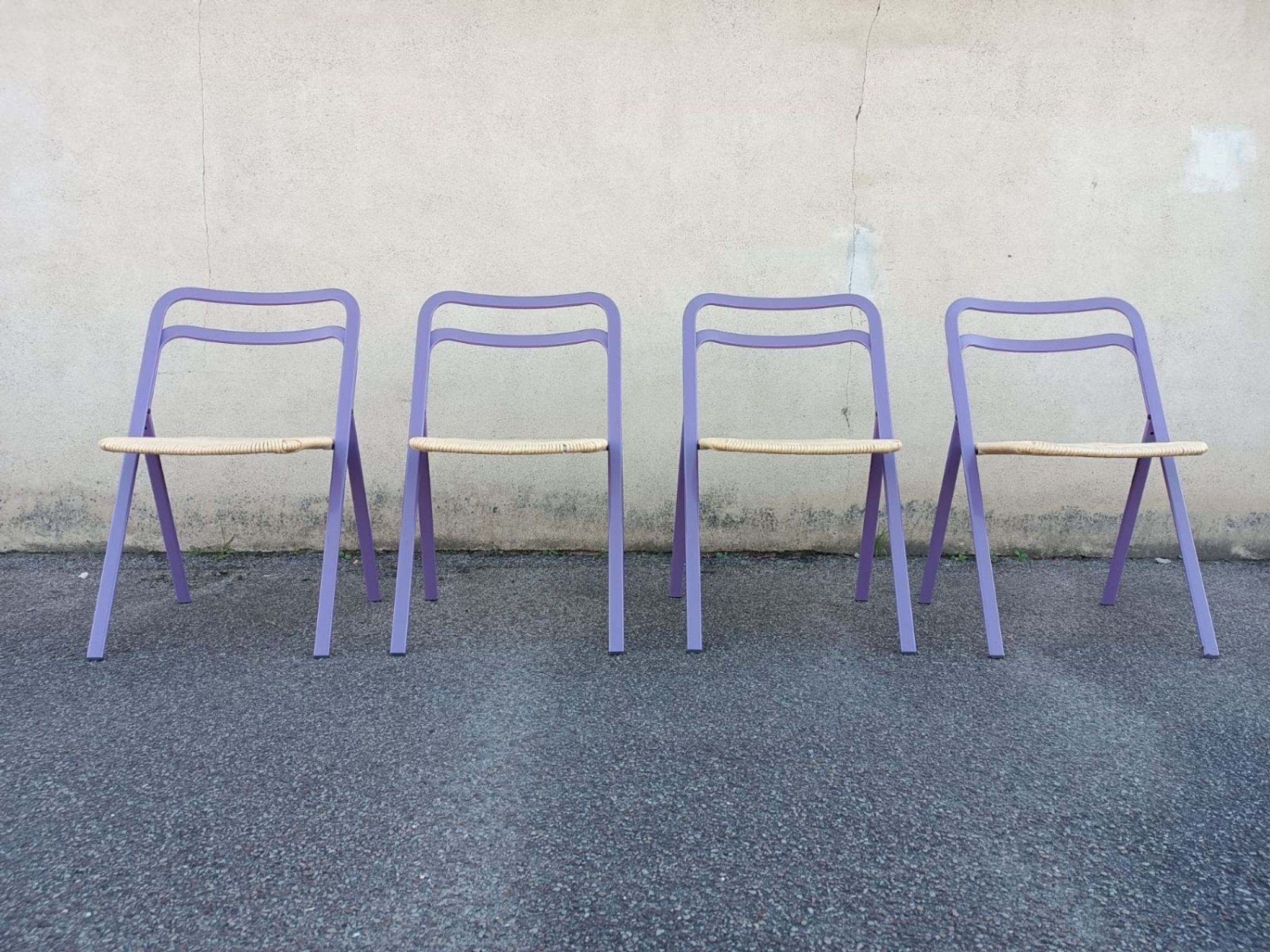 Set of 4 vintage Italian folding chairs by Giorgio Cattelan for Cidue, 1970s