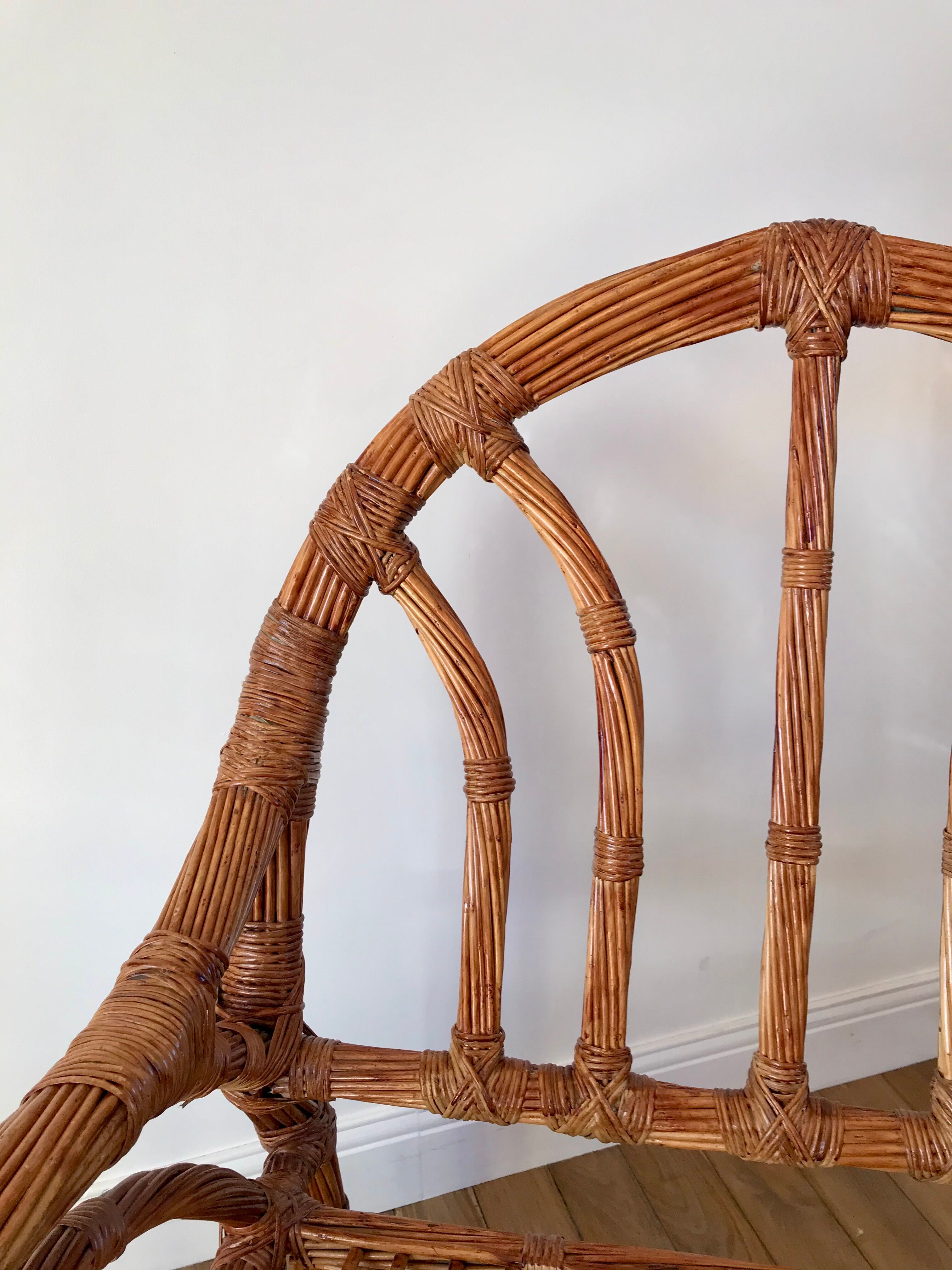 Pair of rattan armchairs 50s