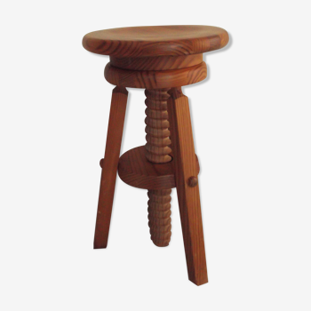 Tabouret à vis en pin des années 80