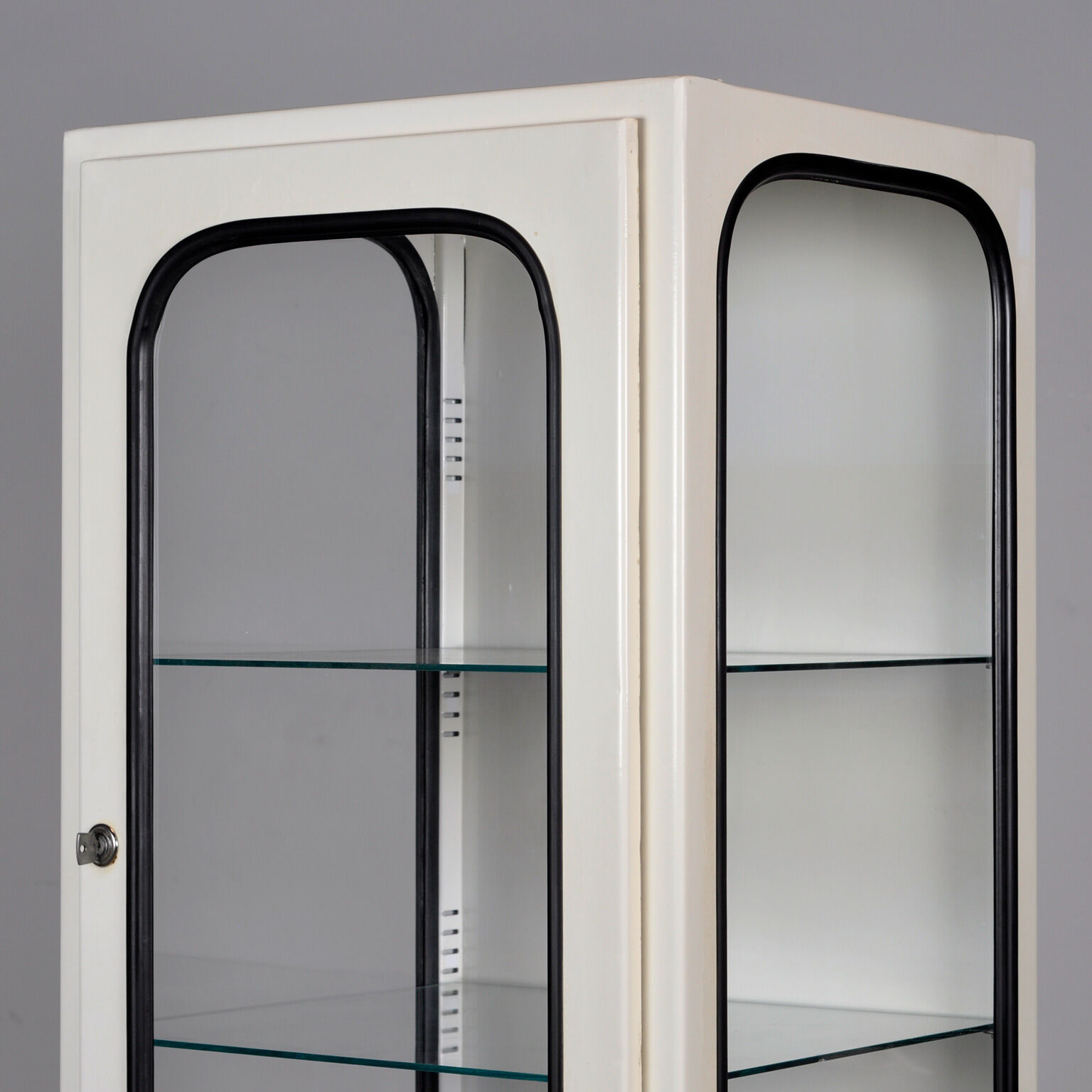 Vintage iron and glass medical cabinet, 1970s