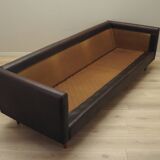 Canapé en cuir marron, design danois, années 1960, production : Danemark