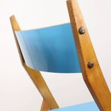 Mid-century Italian Wooden Dining Set of 5 in Blue