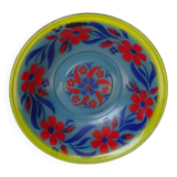 Grand bol vintage français émaillé à fleurs peintes à la main