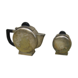 Set of a teapot and a silver metal sugar bowl