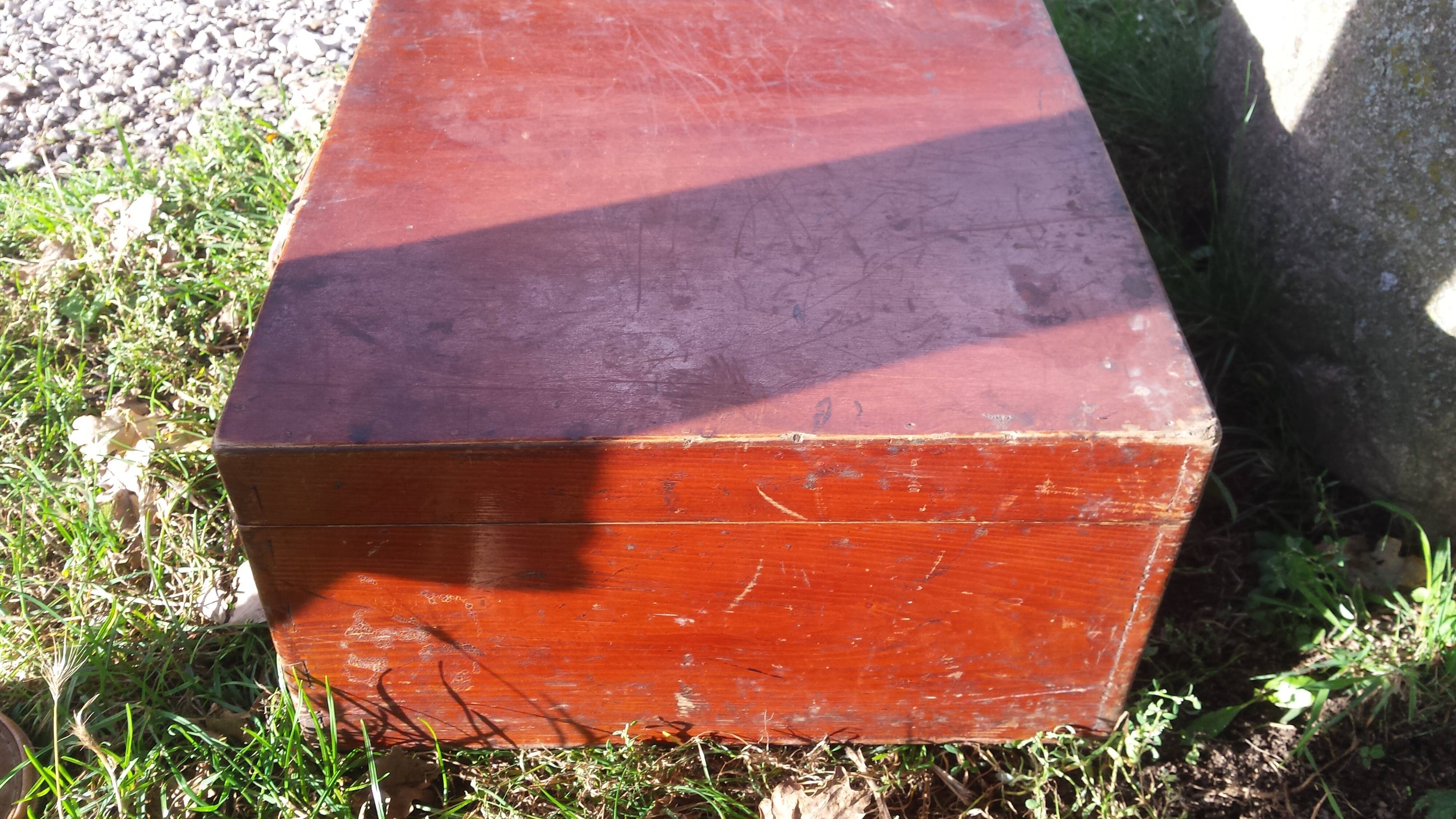 suitcase, wooden trunk