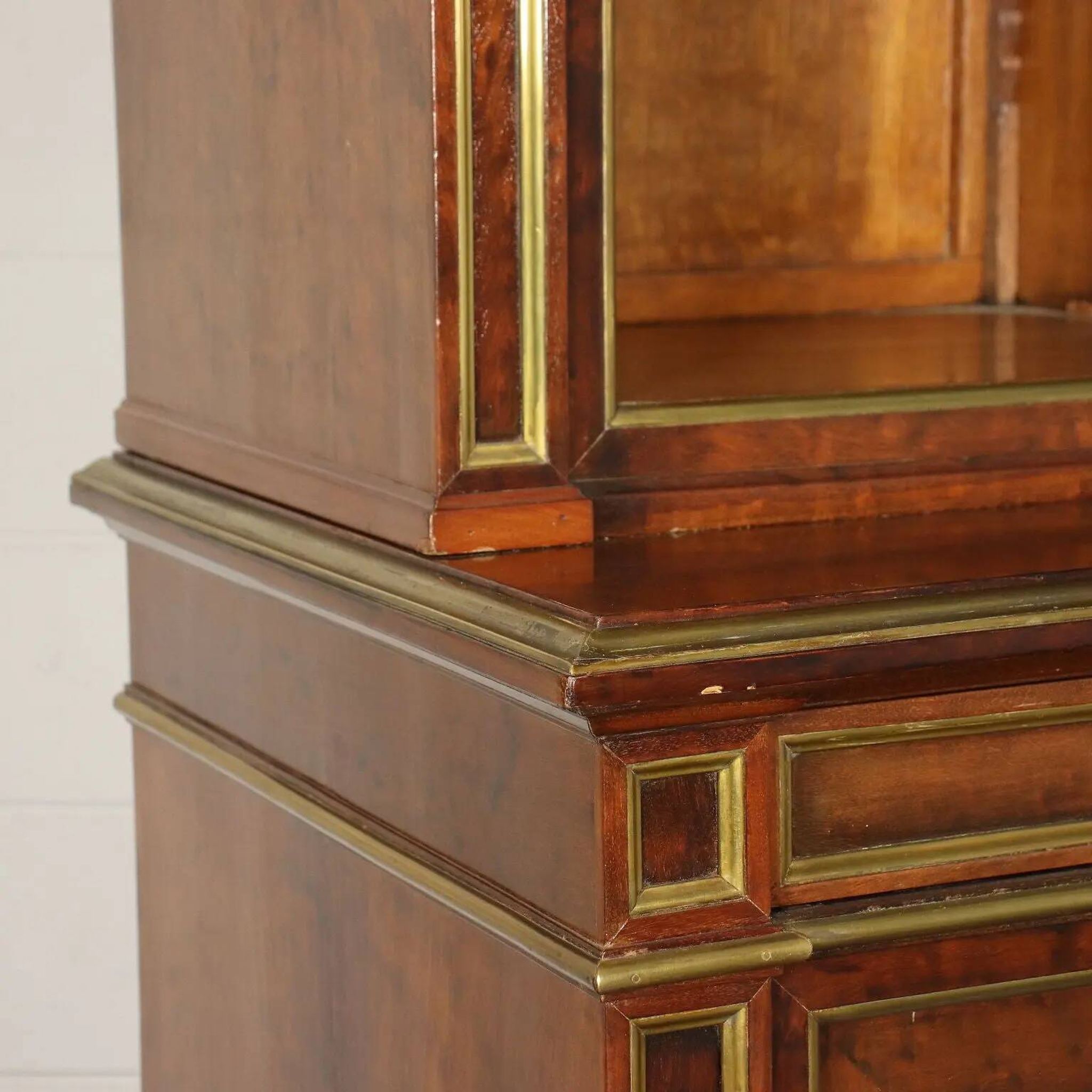Empire library in mahogany veneer, sessile oak, France, early 19th century.