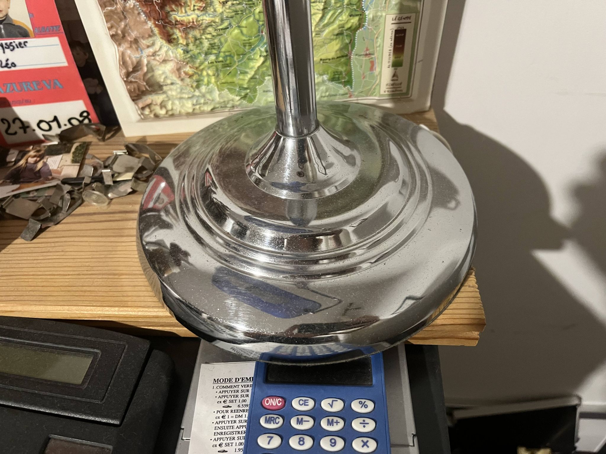 Lampe de banquier bleu/argent