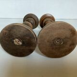 Pair of turned wooden candlesticks