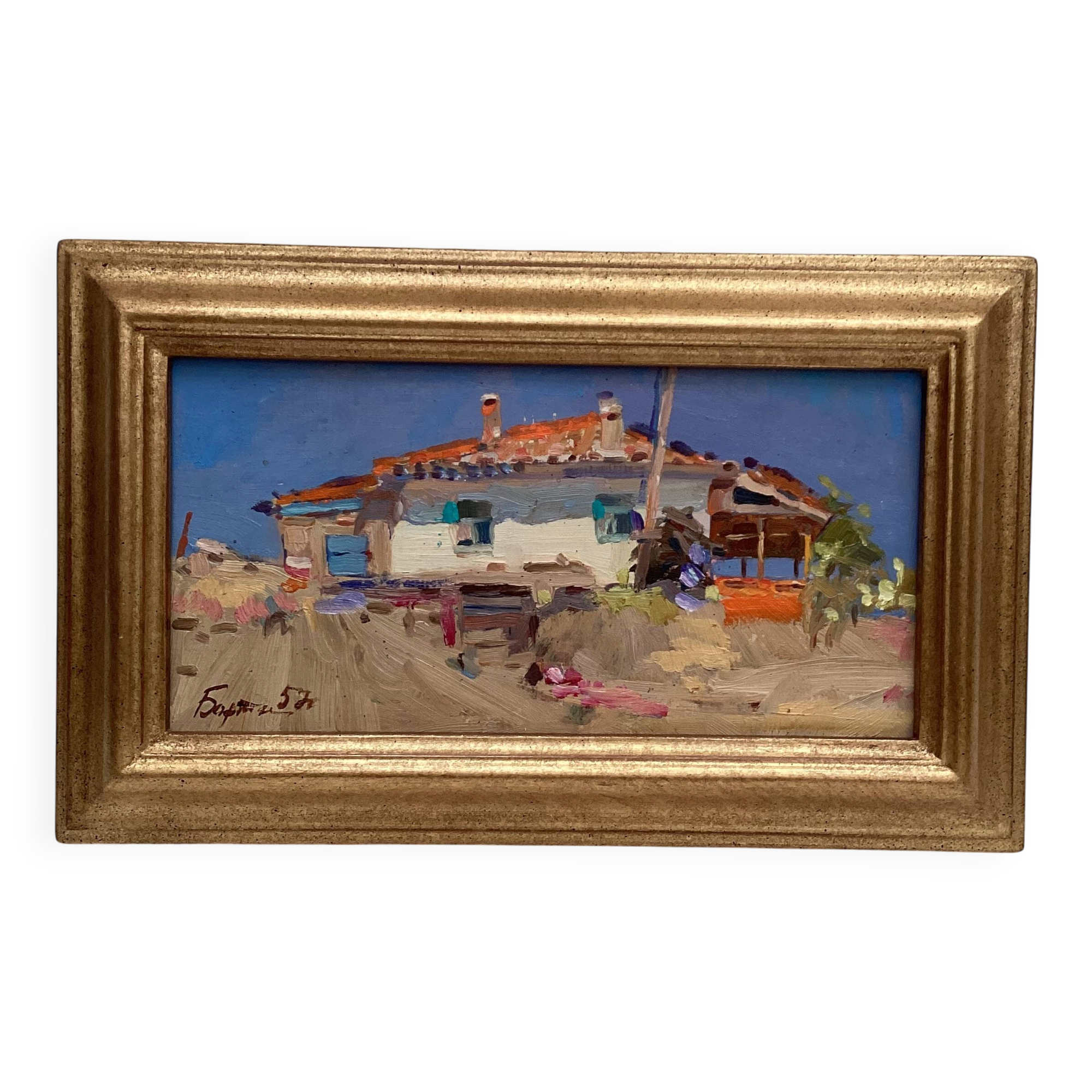Oil painting on cardboard, dimensions: height -26 cm - width -42 cm -