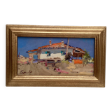 Oil painting on cardboard, dimensions: height -26 cm - width -42 cm -
