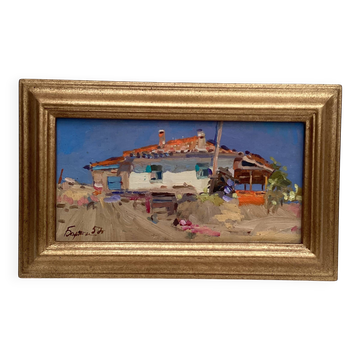Oil painting on cardboard, dimensions: height -26 cm - width -42 cm -