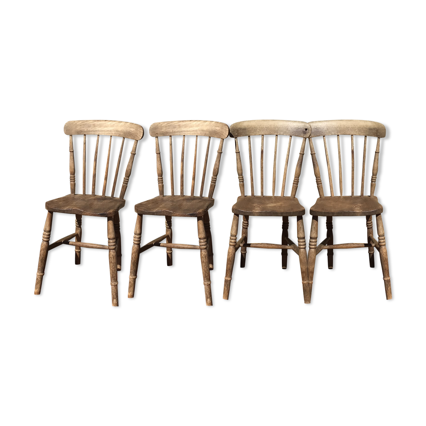 Series of 4 Western chairs in solid oak