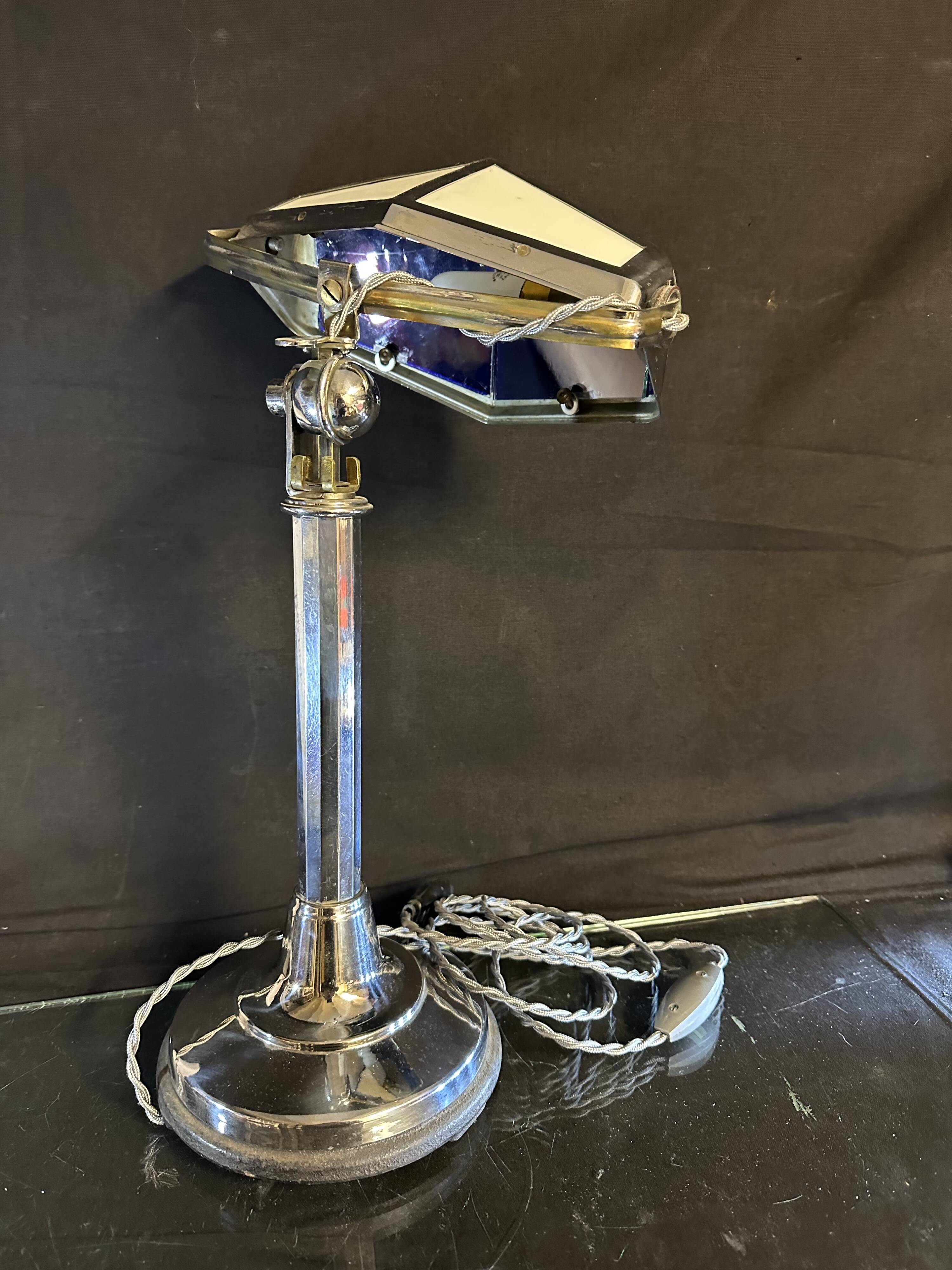 Large PIROUETT Art Deco metal chromo glass clouds lamp