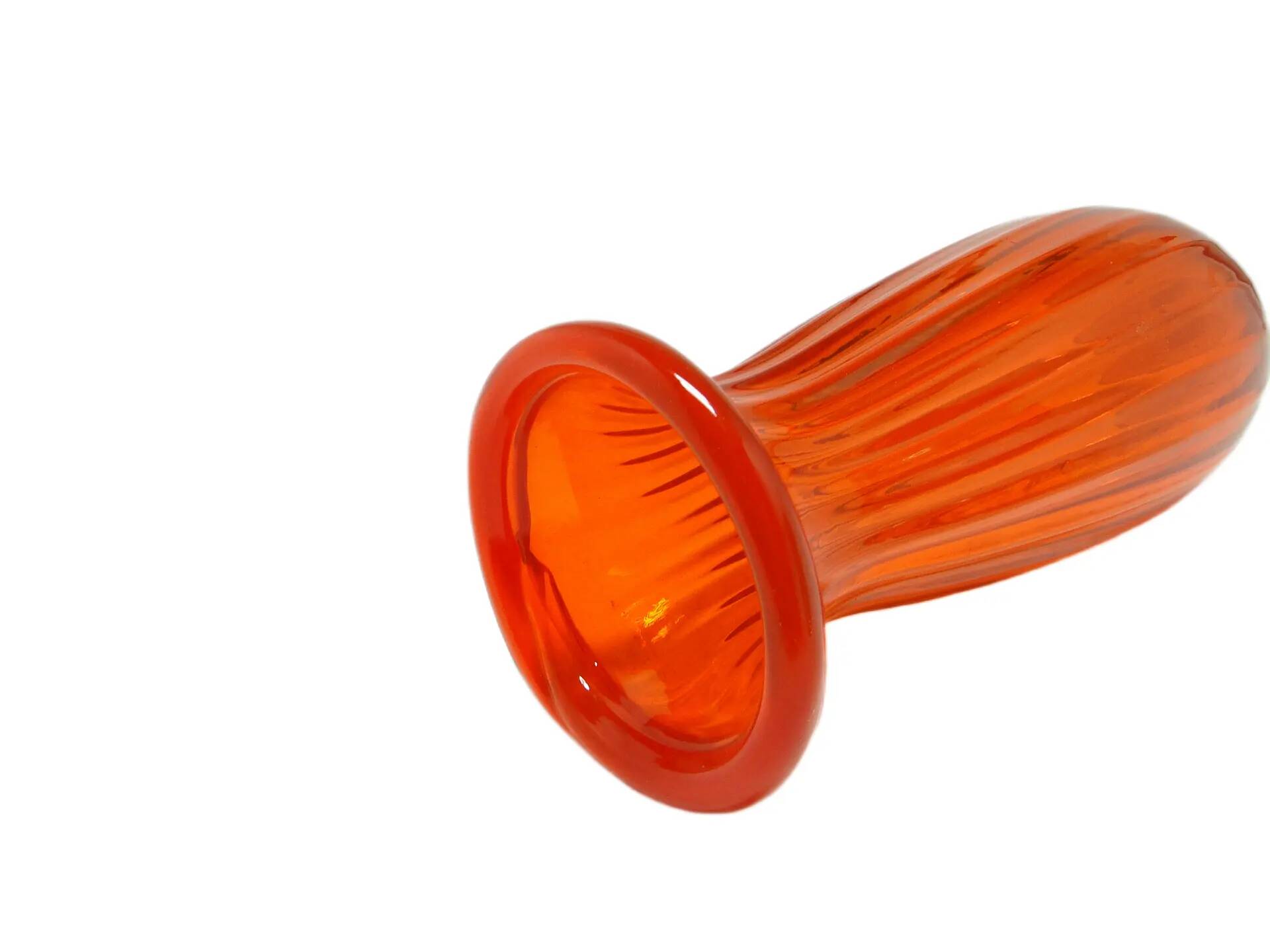 Vase, mid-century modern, orange glass, Poland, 1970s.
