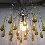 Lustre murano gouttes en cristal ambre