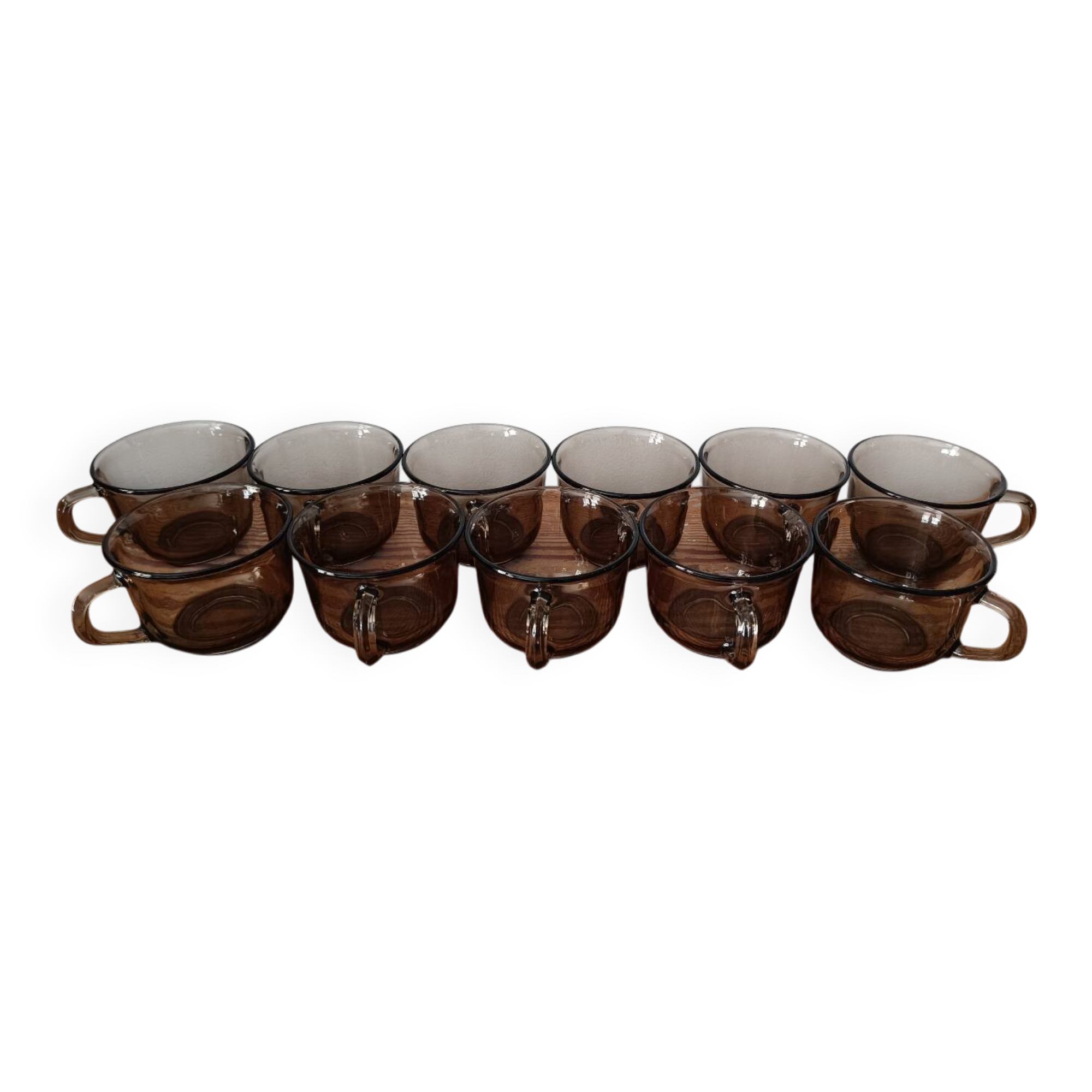 Arcoroc - 11 vintage smoked glass coffee cups