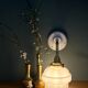 Vintage pink opaline globe wall light.