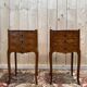 Pair of Louis XV style bedside tables in marquetry.