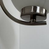 Pair of vintage wall lights, chrome and opaline, France, 1970.