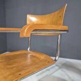 Fauteuils tubulaires fonctionnalistes de Kovona, bois et chrome, Tchécoslovaquie, années 1950