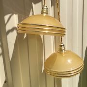Suspension duo frosted glass orange and golden electricity new